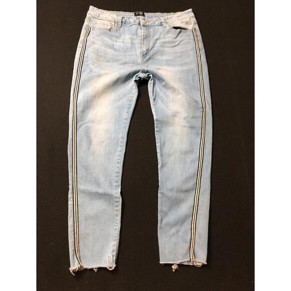 iris jeans Denim - Jeans Womens  Blue Distressed Zip size 17 side piping